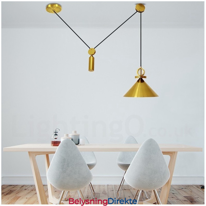 Ren Kobber Moderne Samtidskunst Nordisk Stil Rise And Fall Pendellampe Messing Taklampe