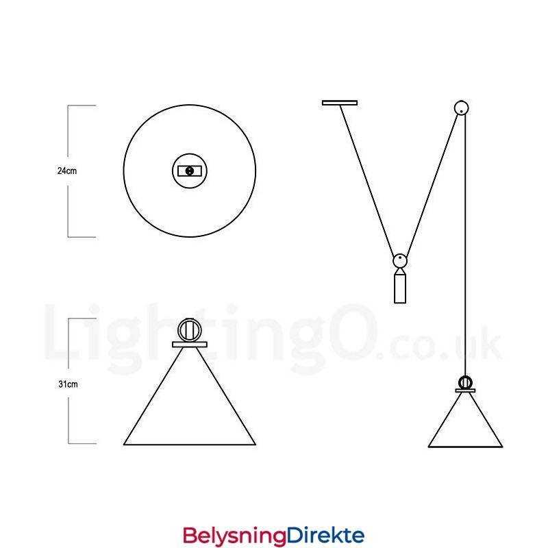 Ren Kobber Moderne Samtidskunst Nordisk Stil Rise And Fall Pendellampe Messing Taklampe