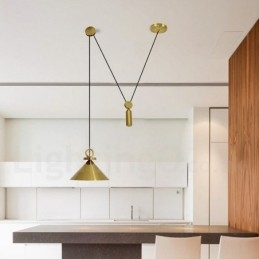 Ren Kobber Moderne Samtidskunst Nordisk Stil Rise And Fall Pendellampe Messing Taklampe