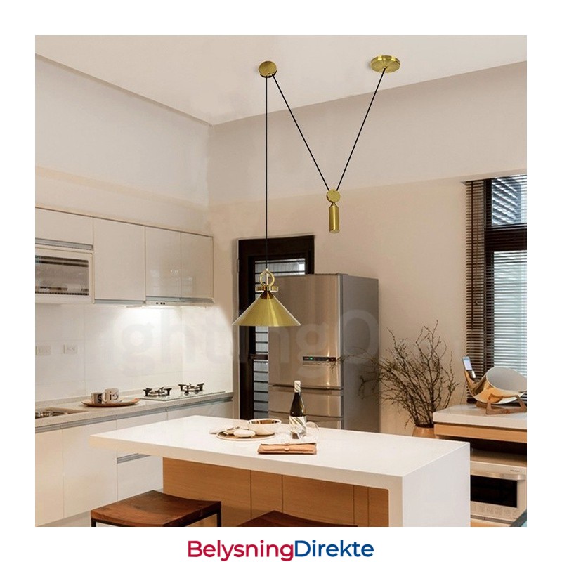 Ren Kobber Moderne Samtidskunst Nordisk Stil Rise And Fall Pendellampe Messing Taklampe