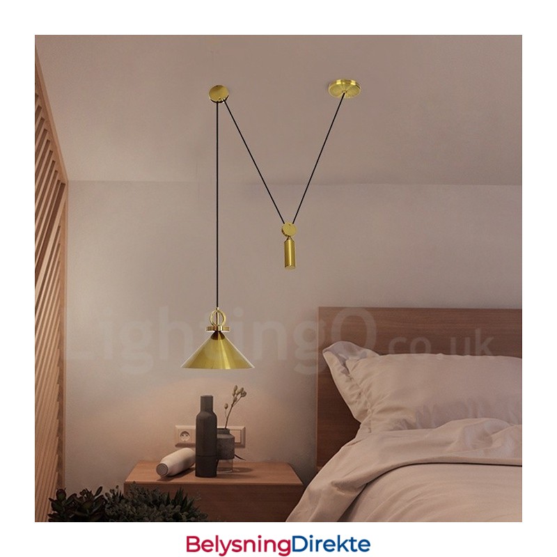 Ren Kobber Moderne Samtidskunst Nordisk Stil Rise And Fall Pendellampe Messing Taklampe