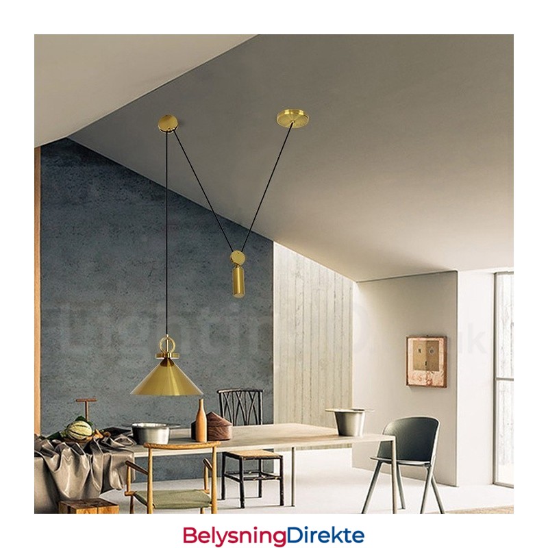Ren Kobber Moderne Samtidskunst Nordisk Stil Rise And Fall Pendellampe Messing Taklampe