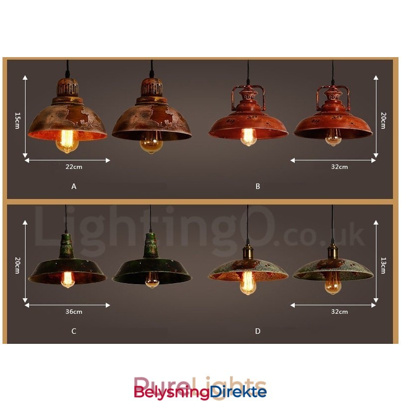 Rustikk Retro Vintage Pendellampe Med 1 Lys I Loftstil