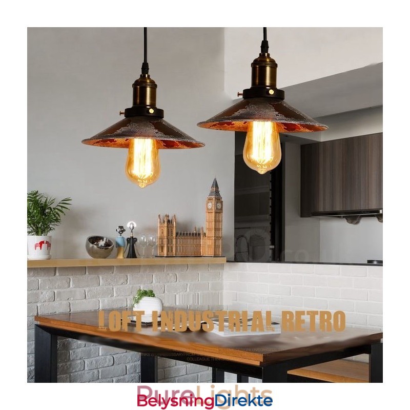 Rustikk Retro Vintage Pendellampe Med 1 Lys I Loftstil