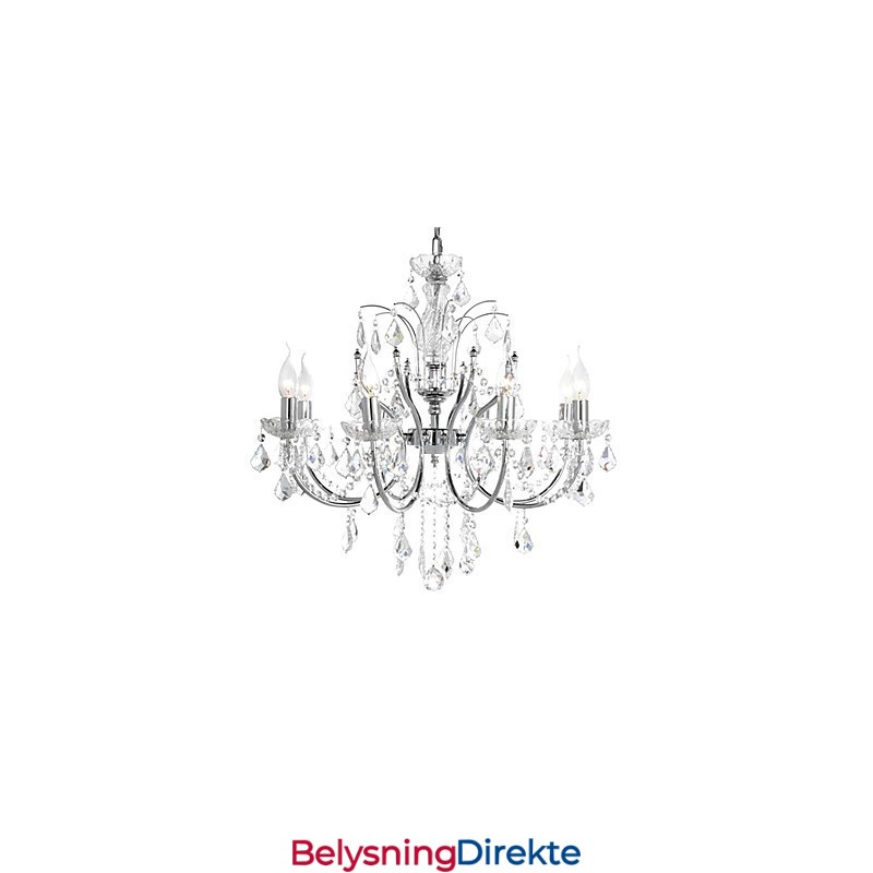 Elegant Krystalllysekrone Med 8 Lys