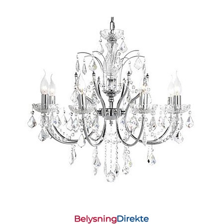 Elegant Krystalllysekrone Med 8 Lys
