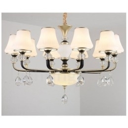 Moderne, Samtidskunst, Retro, Luksuriøs Krystallanhengslampe Med Glassskjerm