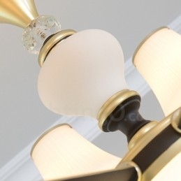 Moderne, Samtidskunst, Retro, Luksuriøs Krystallanhengslampe Med Glassskjerm