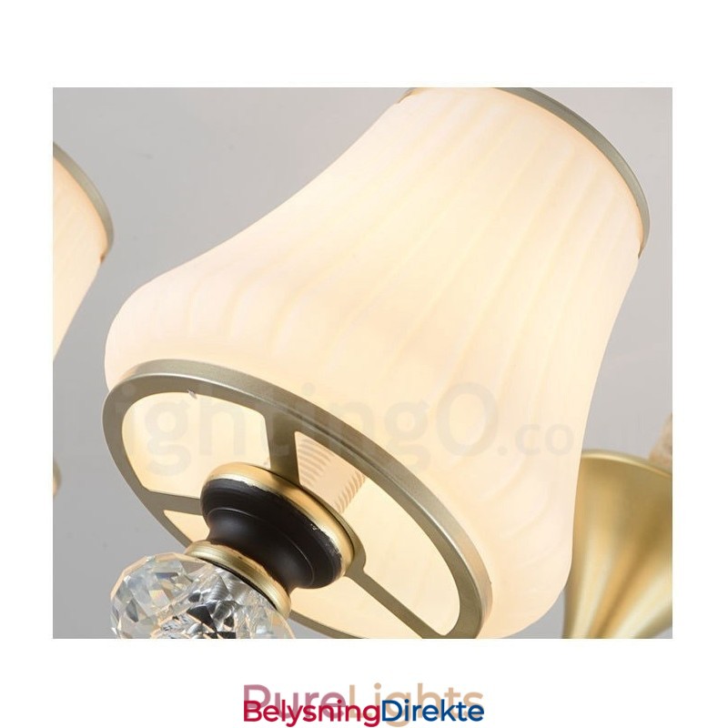 Moderne, Samtidskunst, Retro, Luksuriøs Krystallanhengslampe Med Glassskjerm