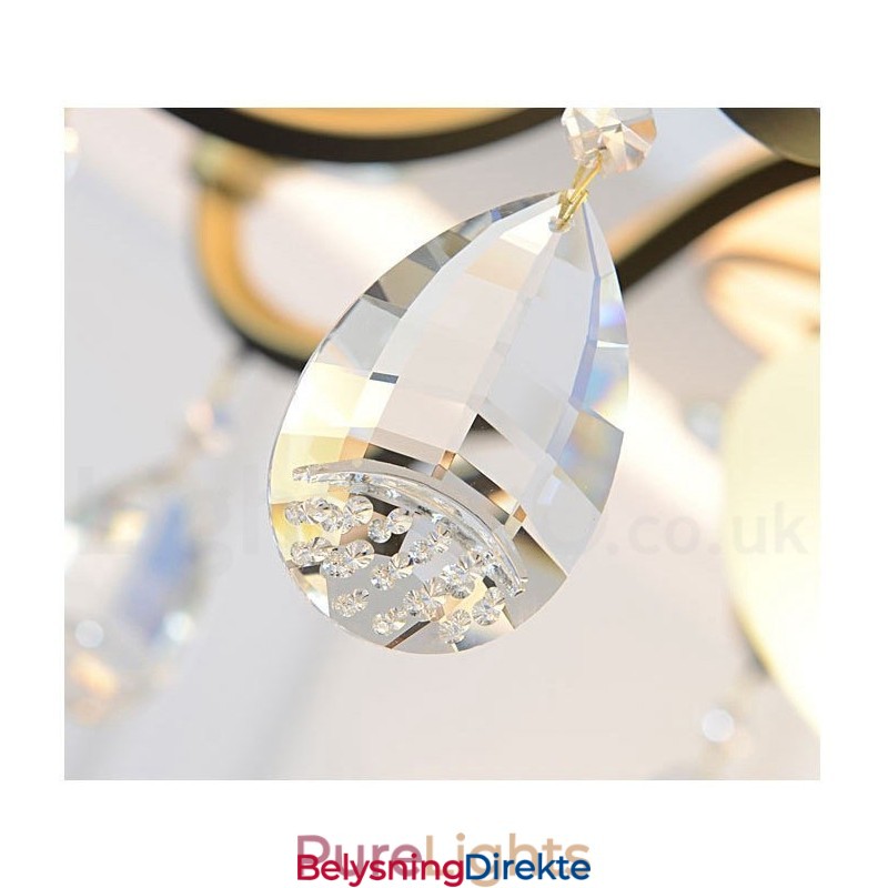 Moderne, Samtidskunst, Retro, Luksuriøs Krystallanhengslampe Med Glassskjerm