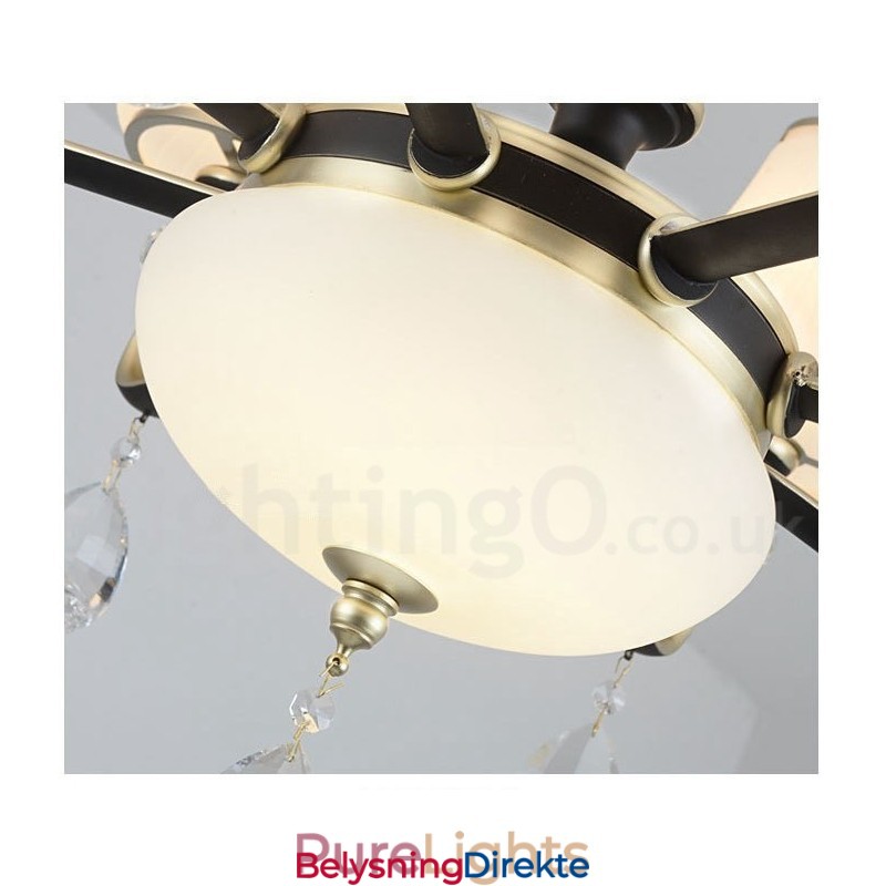 Moderne, Samtidskunst, Retro, Luksuriøs Krystallanhengslampe Med Glassskjerm