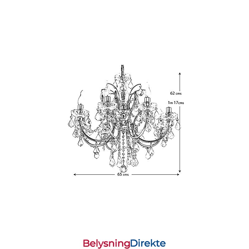 Elegant Krystalllysekrone Med 8 Lys