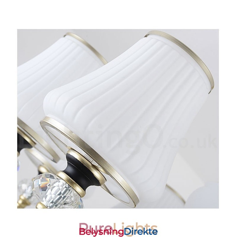 Moderne, Samtidskunst, Retro, Luksuriøs Krystallanhengslampe Med Glassskjerm