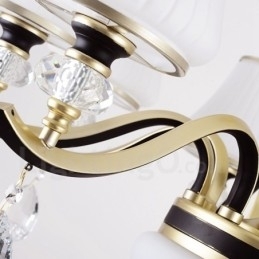 Moderne, Samtidskunst, Retro, Luksuriøs Krystallanhengslampe Med Glassskjerm