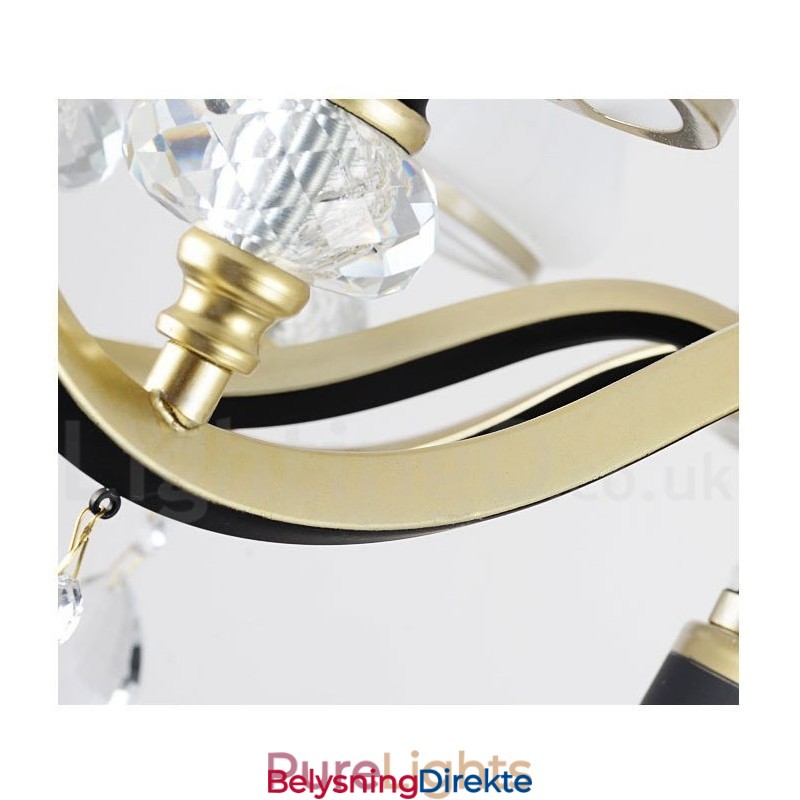 Moderne, Samtidskunst, Retro, Luksuriøs Krystallanhengslampe Med Glassskjerm