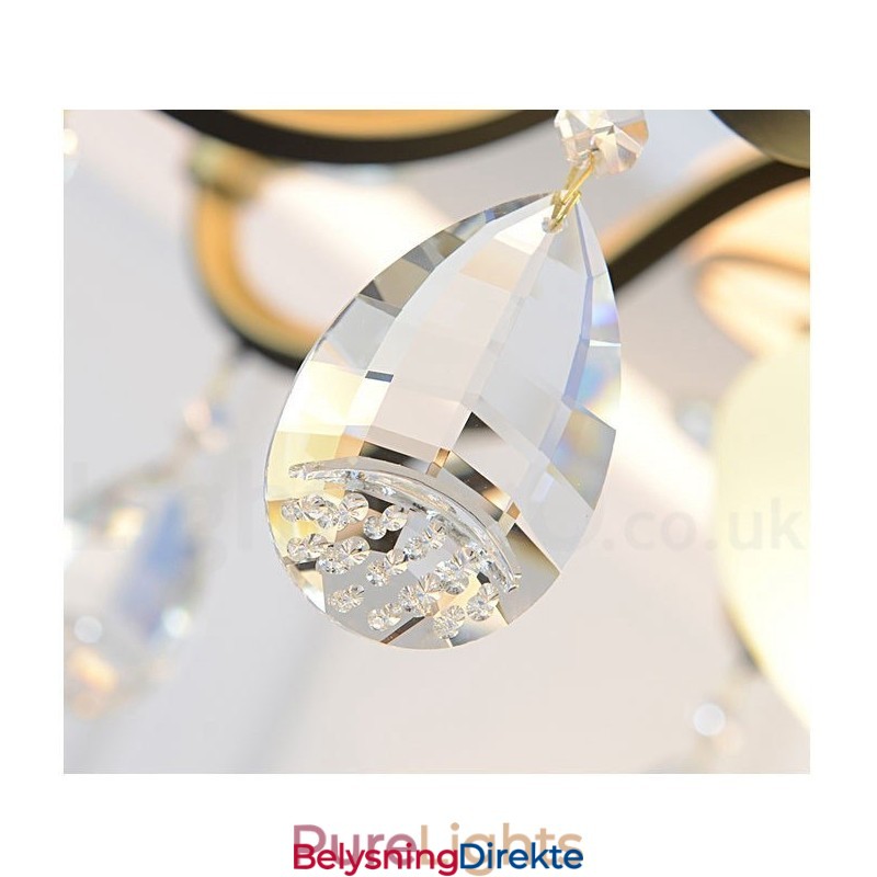 Moderne, Samtidskunst, Retro, Luksuriøs Krystallanhengslampe Med Glassskjerm