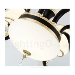 Moderne, Samtidskunst, Retro, Luksuriøs Krystallanhengslampe Med Glassskjerm