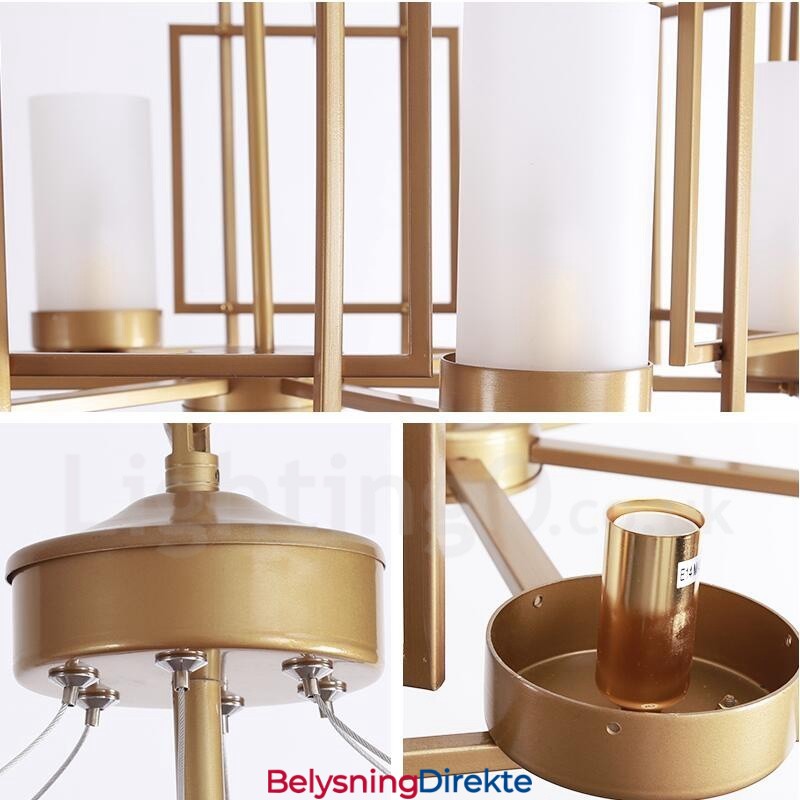 Moderne Og Moderne Messing Pendellampe Med 6 Lys Og Glassskjerm