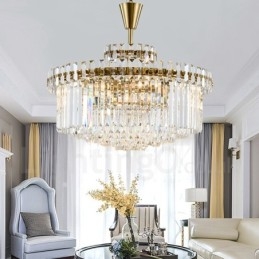 Moderne Og Samtidskunstnerisk Pendellampe I Stål Med 9 Lys Og Krystallskjerm