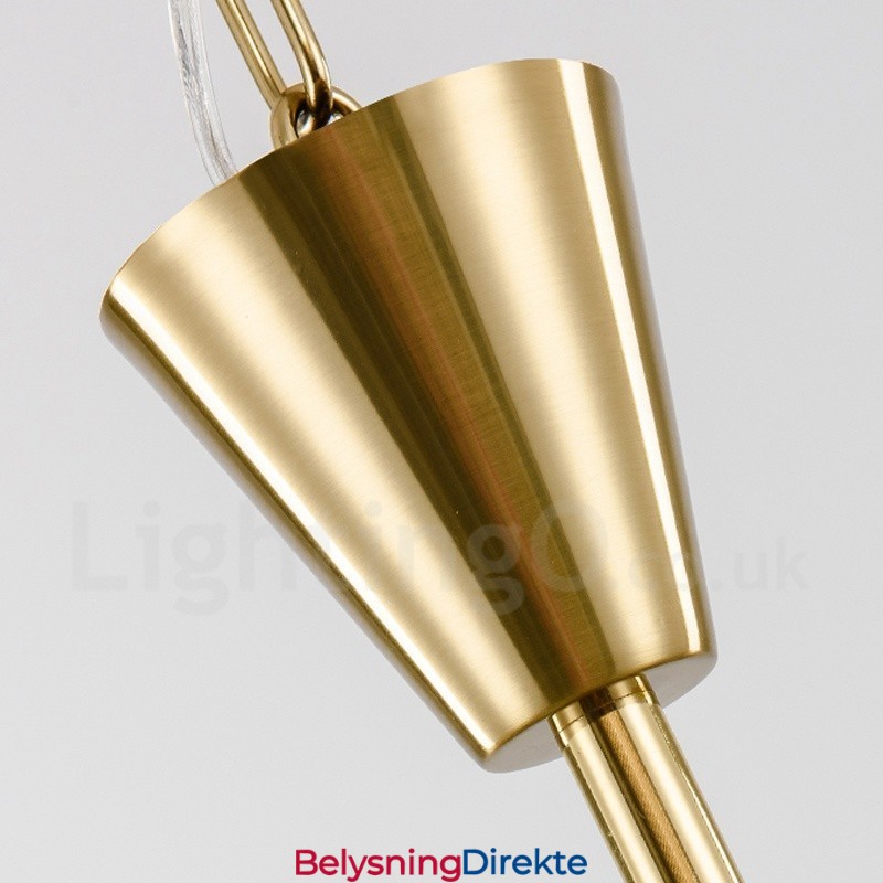 Moderne Og Samtidskunstnerisk Pendellampe I Stål Med 9 Lys Og Krystallskjerm