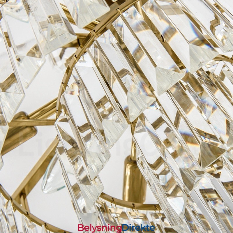 Moderne Og Samtidskunstnerisk Pendellampe I Stål Med 9 Lys Og Krystallskjerm