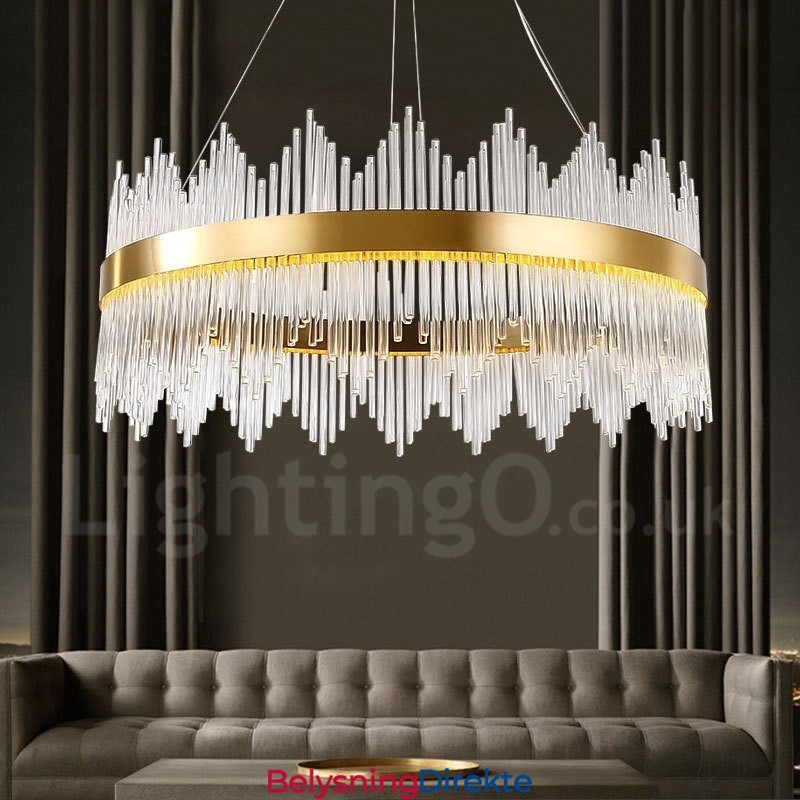 Moderne Og Moderne Stål Pendellampe Med Glassskjerm