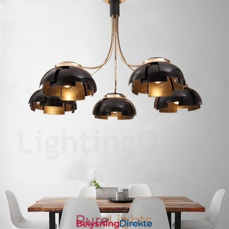 Moderne Og Moderne Stållysekrone Med 5 Lys Og Akrylskjerm