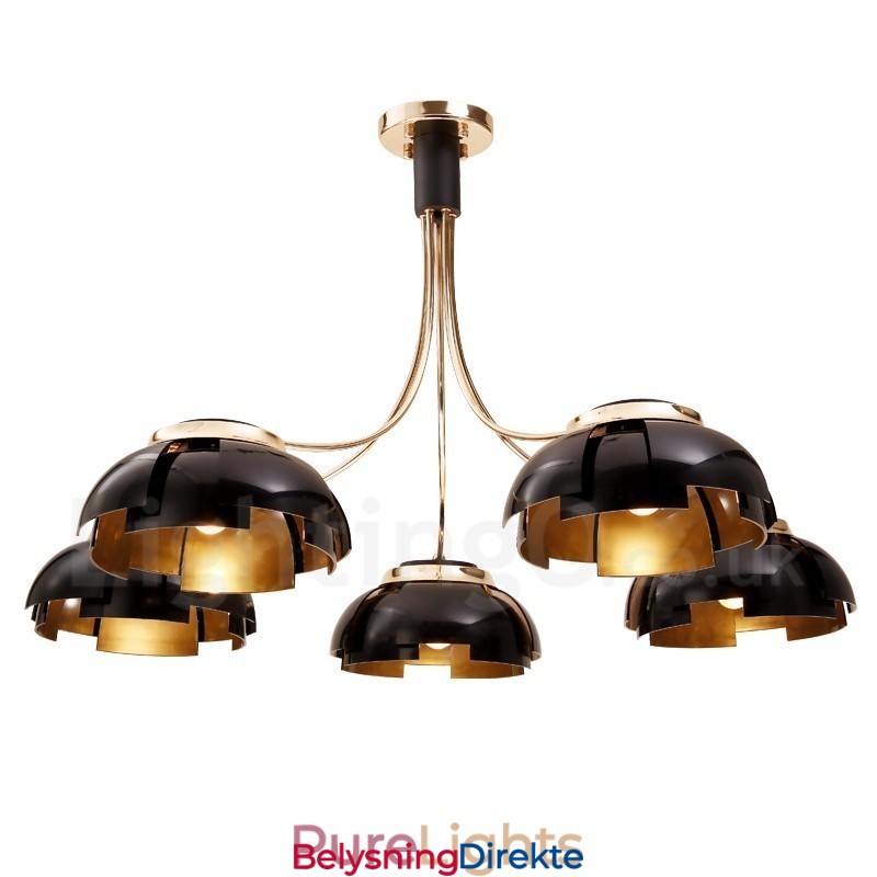 Moderne Og Moderne Stållysekrone Med 5 Lys Og Akrylskjerm