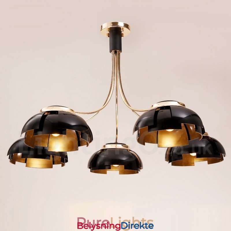 Moderne Og Moderne Stållysekrone Med 5 Lys Og Akrylskjerm