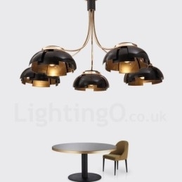 Moderne Og Moderne Stållysekrone Med 5 Lys Og Akrylskjerm