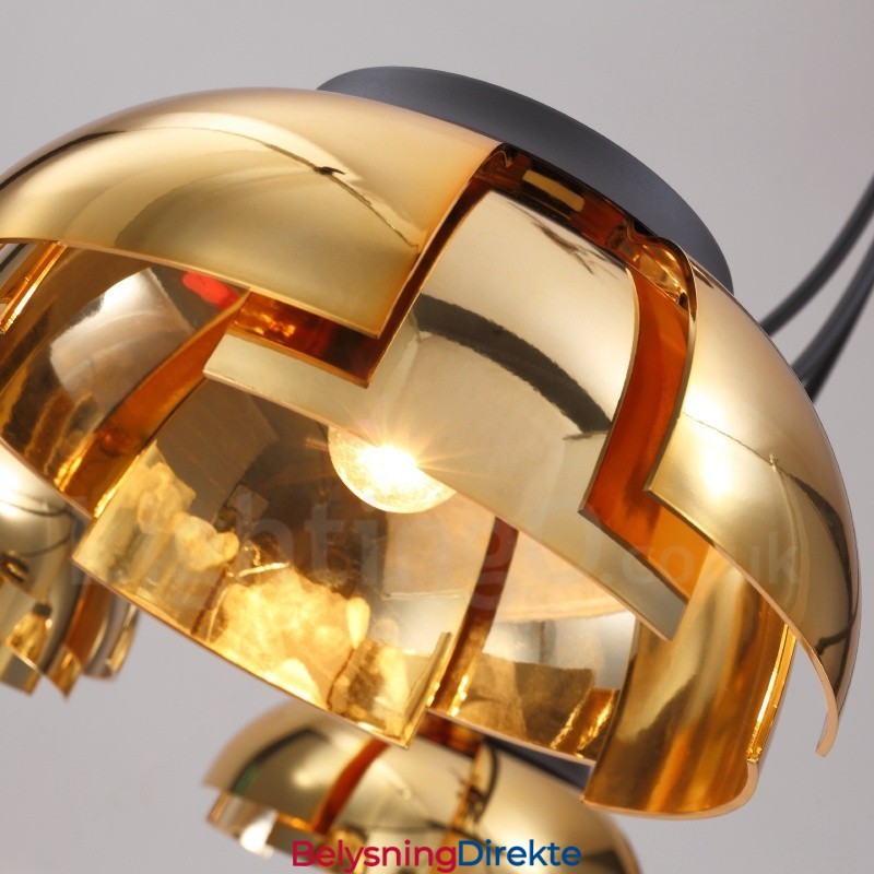 Moderne Og Moderne Stållysekrone Med 5 Lys Og Akrylskjerm