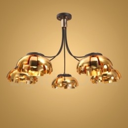 Moderne Og Moderne Stållysekrone Med 5 Lys Og Akrylskjerm