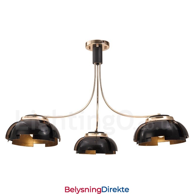 Moderne, Samtidskunstnerisk Lysekrone I Stål Med 3 Lys Og Akrylskjerm