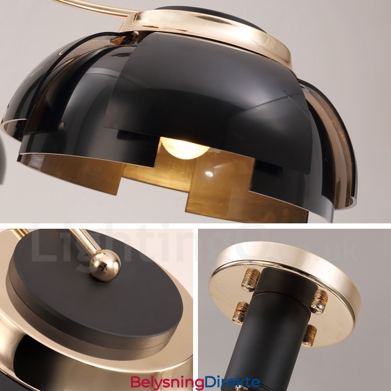 Moderne, Samtidskunstnerisk Lysekrone I Stål Med 3 Lys Og Akrylskjerm