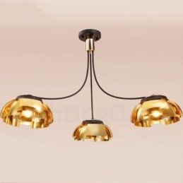 Moderne, Samtidskunstnerisk Lysekrone I Stål Med 3 Lys Og Akrylskjerm