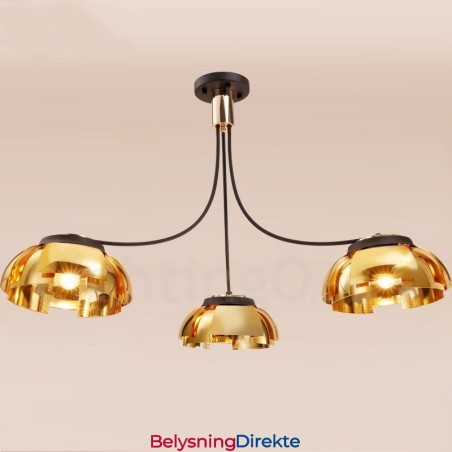 Moderne, Samtidskunstnerisk Lysekrone I Stål Med 3 Lys Og Akrylskjerm