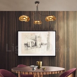 Moderne, Samtidskunstnerisk Lysekrone I Stål Med 3 Lys Og Akrylskjerm