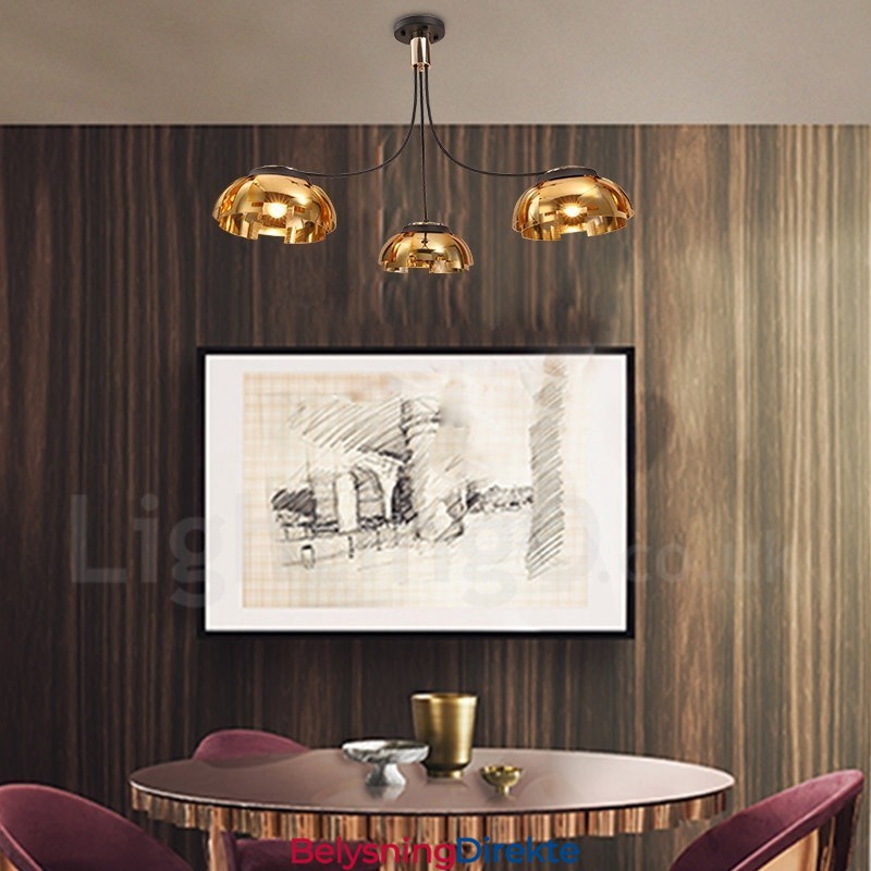 Moderne, Samtidskunstnerisk Lysekrone I Stål Med 3 Lys Og Akrylskjerm