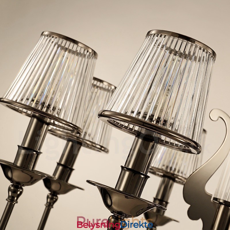 Moderne Og Samtidskunstnerisk Lysekrone I Stål Med 8 Lys Og Akrylskjerm