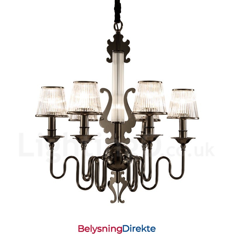 Moderne Og Moderne Stållysekrone Med 6 Lys Og Akrylskjerm