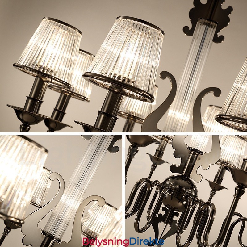 Moderne Og Moderne Stållysekrone Med 6 Lys Og Akrylskjerm