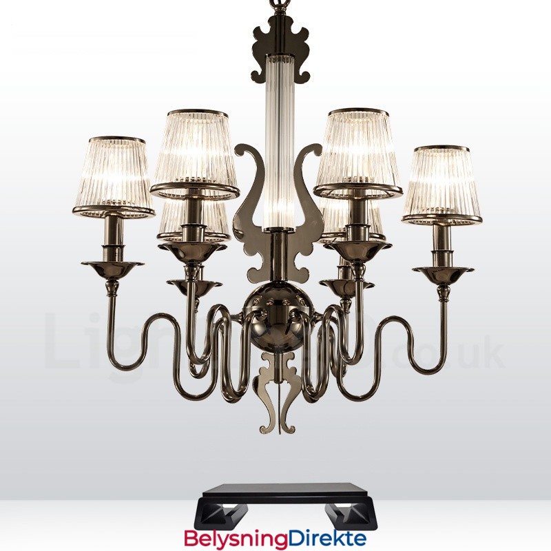 Moderne Og Moderne Stållysekrone Med 6 Lys Og Akrylskjerm