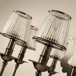 Moderne Og Samtidskunstnerisk Lysekrone I Stål Med 15 Lys Og Akrylskjerm