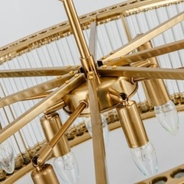 Moderne Og Samtidskunstnerisk Stålpendellampe Med 8 Lys Og Krystallakrylskjerm