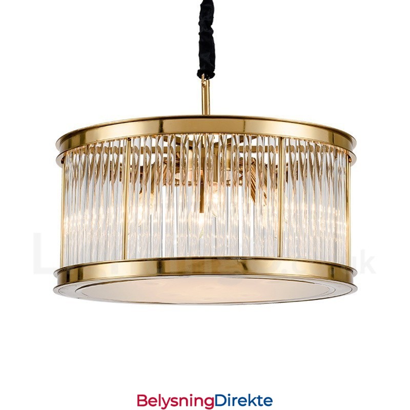 Moderne Og Samtidskunstnerisk Stålpendellampe Med 8 Lys Og Krystallakrylskjerm