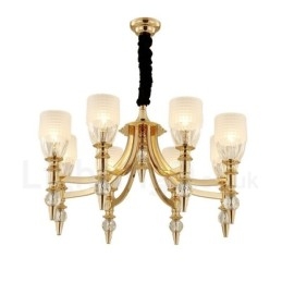 Middelhavslysekrone I Stål Med 8 Lys Og Glassskjerm