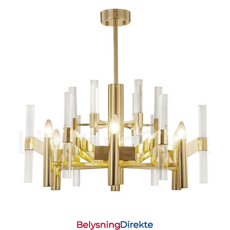 Moderne Og Samtidskunstnerisk Metalllysekrone Med 8 Lys Og Krystallskjerm