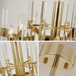 Moderne Og Samtidskunstnerisk Metalllysekrone Med 8 Lys Og Krystallskjerm