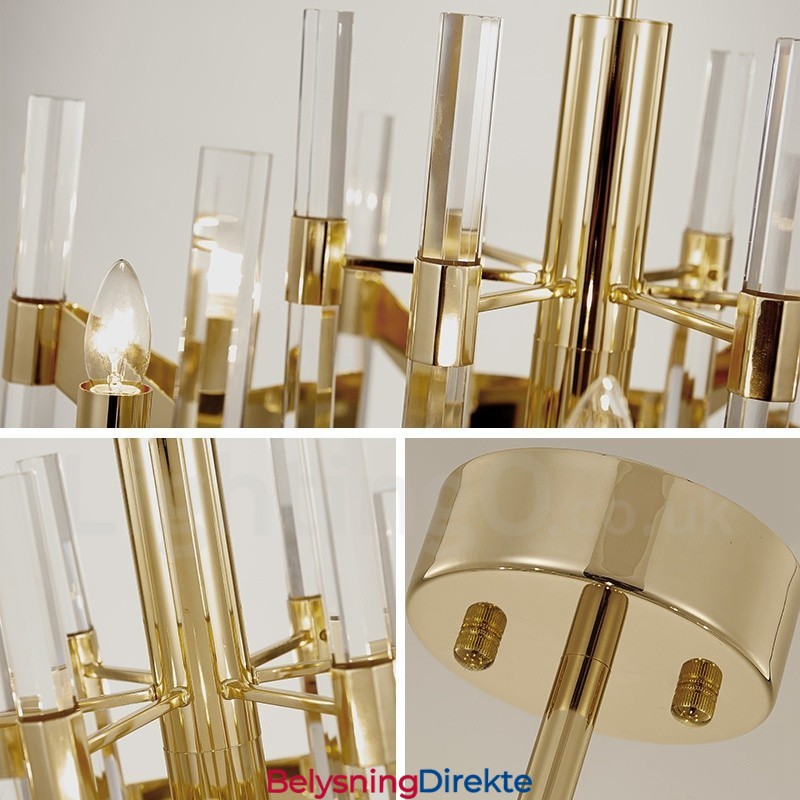 Moderne Og Samtidskunstnerisk Metalllysekrone Med 8 Lys Og Krystallskjerm