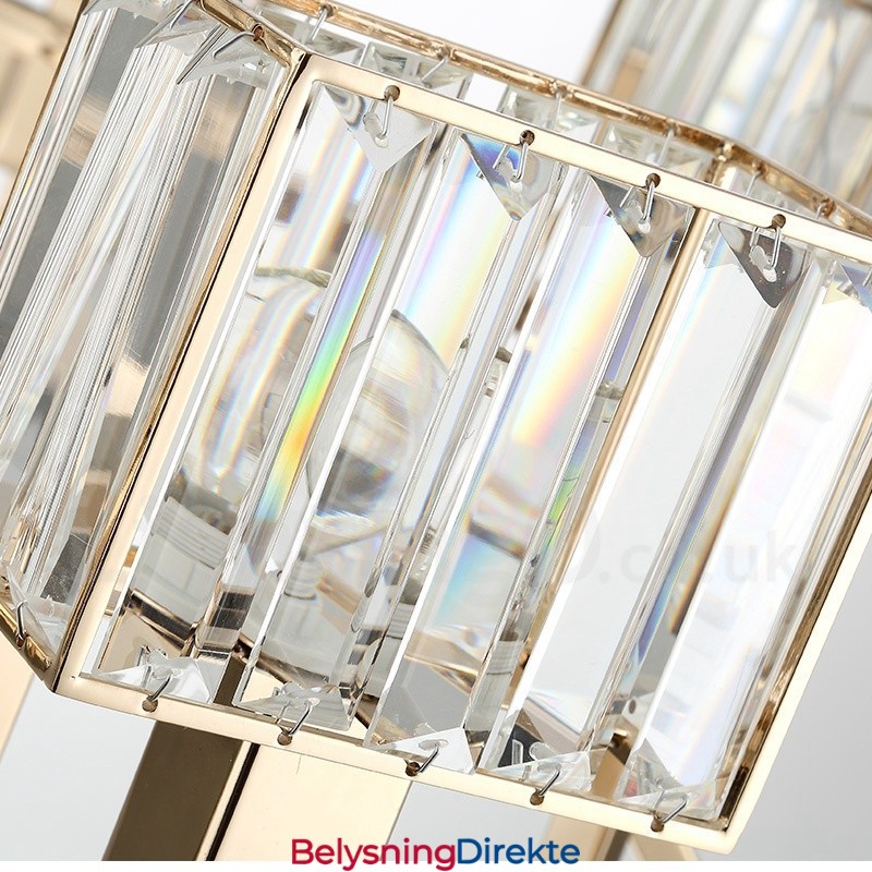 Moderne Og Samtidskunstnerisk Anhengslampe I Stål Med 10 Lys Og Krystallskjerm